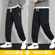 南極人衛(wèi)褲男士褲子秋冬季加絨新款寬松束腳運(yùn)動男褲春秋休閑長褲 6692黑色6689黑色 4XL