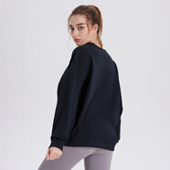 歐美運動(dòng)外套女秋開(kāi)衫健身長(cháng)袖跑步衛衣顯瘦防風(fēng)棉上衣瑜伽服罩衫 黑色 S