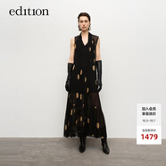 edition連衣裙女2024秋季新款法式復(fù)古波點飄帶領(lǐng)真絲兩件裙子新復(fù)古回潮 黑杏波點色 M 165