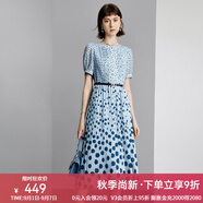 顏域時(shí)尚波點(diǎn)連衣裙2024新款女夏季通勤藍(lán)色圓領(lǐng)中長(zhǎng)款短袖裙子女 藍(lán)波點(diǎn) S/36