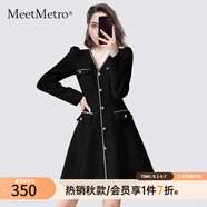 MeetMetro瑪依爾新年紅小香風(fēng)連衣裙女2025秋新款法式修身禮服短裙黑色【現(xiàn)貨】XL