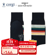CORGI柯基英國(guó)進(jìn)口DOCTOR WHO聯(lián)名款精梳棉條紋印花女中筒襪男新年禮物 Navy 女款35-39