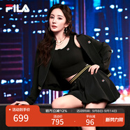 FILA 楊冪同款|斐樂(lè )官方女裝梭織外套2025夏新款時(shí)尚休閑短款翻領(lǐng)夾克 正黑色-BK S 160/80A/S