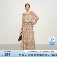 范思藍恩波西米亞風(fēng)優(yōu)雅荷葉邊印花長(cháng)袖襯衫半裙套裝女冬42434244 襯衫 M