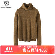 牧什秋山羊絨衫女士高領(lǐng)羊絨毛衣女花紗加厚針織打底衫寬松新款ZB8324 黃棕色 均碼