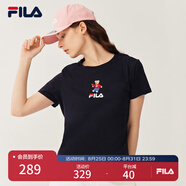 FILA 斐樂(lè)女裝官方女士短袖T恤夏季休閑運(yùn)動(dòng)內(nèi)搭t恤運(yùn)動(dòng)上衣 傳奇藍(lán)-F51W328152FNV M （165/84A/M）