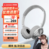 勒姆森（LASMEX）【明星推薦】耳機(jī)頭戴式無(wú)線藍(lán)牙耳機(jī)女生高顏值長(zhǎng)續(xù)航低延遲hifi超高音質(zhì)易折疊時(shí)尚穿搭運(yùn)動(dòng)適用 銀灰色 小巧輕便 貼合不方臉