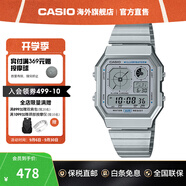 卡西歐（CASIO）手表小方塊 休閑鋼帶防水小銀表AE1200學(xué)生男士手表電子表日韓表 A130WE-7ADF