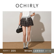 歐時(shí)力OCHIRLY 拼接A字蓬蓬半身裙短裙花邊蛋糕裙2025早秋新品 碳灰 XS