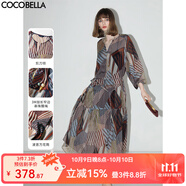 COCOBELLA度假風(fēng)波普印花雪紡連衣裙吊帶裙兩件套FR0018-2 幾何音律 S