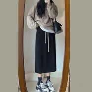 凡客誠品黑色半身裙女春秋2025新款高腰開(kāi)叉包臀直筒長(cháng)裙a字中長(cháng)款一步裙 黑色 M