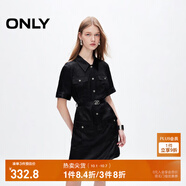 ONLY夏季休閑百搭POLO領(lǐng)高腰顯瘦短裙連衣裙女|124207106 H1Z 黑色 S (160) 80A