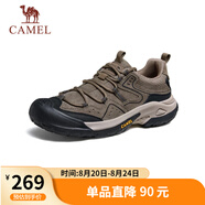 駱駝（CAMEL）踏山男士戶外登山復(fù)古皮面休閑低幫徒步鞋 G14A342696 卡其 41