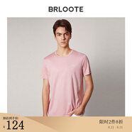 Brloote/巴魯特新疆長(cháng)絨棉短袖T恤男圓領(lǐng)小白T夏季簡(jiǎn)約百搭體恤衫上衣新品 粉色 180/100A