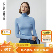 朗姿【王楚然同款】純羊毛高領(lǐng)針織衫秋冬內(nèi)搭打底上衣曠野美拉德 天藍(lán)色 M