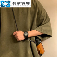 創(chuàng)衿雪萊瓊斯（Shelley Jones）  重磅純色寬松短袖t恤男oversize美式 DSA486-JD2201--軍綠色 M[建議90-110斤] 均碼