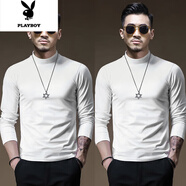 花花公子2件秋衣莫代爾男士高領(lǐng)長(cháng)袖t恤薄款內搭春秋季純色修身打底衫 高領(lǐng)白+高領(lǐng)白 L 【100-120斤內】