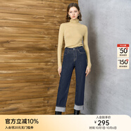 顏域直筒褲牛仔褲2025年新款女冬通勤百搭高腰修身顯瘦休閑褲長(cháng)褲 深藍 L