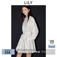 LILY氣球裙2025春法式垂感氣質(zhì)插肩燈籠袖腰帶長(zhǎng)袖蓬蓬裙連衣裙女 703米色 M