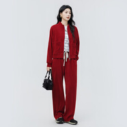 抹茶清歌 運動(dòng)套裝女時(shí)尚休閑套裝兩件套女裝立領(lǐng)開(kāi)衫長(cháng)袖春裝衛衣套裝 酒紅色 XL【115-125斤左右】