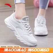 安踏（ANTA）運(yùn)動(dòng)鞋女鞋夏季戶外透氣網(wǎng)面輕質(zhì)跳繩健身通勤休閑鞋跑步鞋子女 【皮面防潑水】安踏白/淡灰-4 38.5