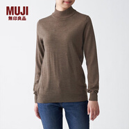 無印良品 MUJI 女式 天竺 半高領(lǐng)毛衣 BAG04A0A 長(zhǎng)袖針織衫 深咖啡色 S