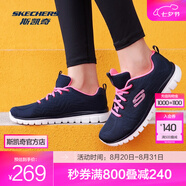 斯凱奇（Skechers）鞋運動鞋女款透氣跑步鞋媽媽鞋健步鞋輕便慢跑鞋子夏季 12615-NVHP 海軍藍色/桃紅色 35