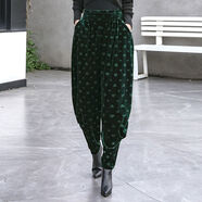 藝沃服飾金絲絨燈籠褲女2024秋冬新款大尺碼闊腿哈倫褲寬松顯瘦個(gè) 黑色 M