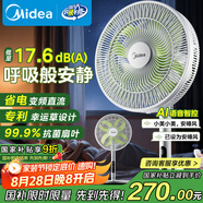 美的（Midea）【幸運草安睡1S】一級能效直流變頻聲控電風(fēng)扇家用遙控臥室靜音落地扇臺式桌面抗菌大風(fēng)力轉頁(yè)扇