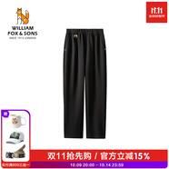 William fox&sons威廉?？怂辜±砀辛Ⅲw織造工藝彈力加厚面料松緊腰收褶設(shè)計(jì)休閑褲 黑色 L