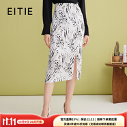 愛(ài)特愛(ài)（EITIE）氣質(zhì)OL開(kāi)叉包臀水墨印花過(guò)膝半身裙2025春季新款女裙A2506505 極光白10 S 155