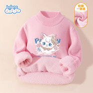 班尼路女童加絨毛衣冬季女孩洋氣半高領(lǐng)針織衫兒童冬裝保暖打底毛衫上衣