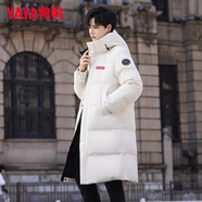 鴨鴨（YAYA）羽絨服男2025年冬季新款連帽保暖青年加厚潮流中長(zhǎng)款羽絨服外套D 白色-YE5B000706A M 170