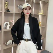 YP點(diǎn)擊率女裝2025秋季新款時(shí)尚外套女士無(wú)扣洋氣開(kāi)衫顯瘦百搭潮上衣 黑色 L (適合85-105斤)