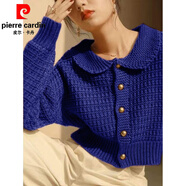 皮爾卡丹（pierre cardin）法式復古新年紅色毛衣外套女秋冬新款上衣短款外搭娃娃領(lǐng)針織開(kāi)衫 克萊因藍【寶藏女孩針織搭配/連衣裙開(kāi)衫外搭/時(shí)髦/ S (80-95斤)