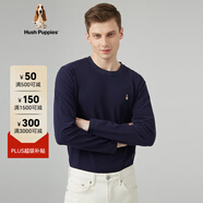 暇步士（Hush Puppies）男士春秋易穿搭簡(jiǎn)約基礎圓領(lǐng)長(cháng)袖T恤 095深藍3 XL