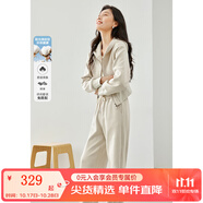 梵希蔓杏色優(yōu)雅淑女連帽套裝女兩件套2025年春秋季百搭休閑套裝 M5735 杏色 XL