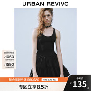 UR2025夏季新款女裝設計感大蝴蝶結裝飾無(wú)袖連衣裙UYV750037 正黑 (偏短) M