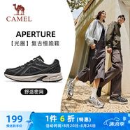 駱駝（CAMEL）復古運動(dòng)男鞋全地形跑步休閑慢跑鞋子 X14B09L7013Q 黑色 38