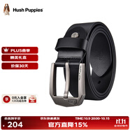 暇步士（Hush Puppies）【禮盒裝】皮帶男士頭層牛皮針扣腰帶新款褲腰帶送男友禮物送老公 雅致黑HD-2171103W-572 120cm