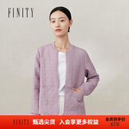 菲妮迪（FINITY）品牌短外套春秋季新款簡約卡其色短款通勤氣質(zhì)夾克上衣 紫色 L