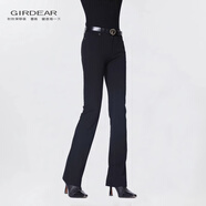 哥弟（GIRDEAR） 女裝褲子24K年通勤氣質(zhì)輕職場(chǎng)修身直筒窄版長(cháng)褲休閑褲1100112 黑色 L 4碼