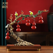 大明銅匠銅五福葫蘆喜鵲招財擺件家居客廳玄關(guān)電視柜裝飾喬遷之喜搬家禮物