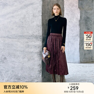 顏域（YANYEE）中長款顯瘦A字半身裙女裝2025新款冬季裙子安可拉紅色百褶裙 酒紅 L