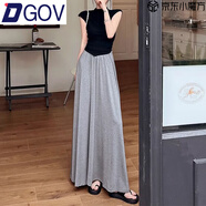 DGOV莫代爾半身裙女夏季長款垂墜感加長版高個子拖地長裙到腳踝長款 淺灰色 均碼 長度90建議身高155-160