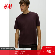 H&M男裝女裝T恤秋季透氣圓領(lǐng)短袖運(yùn)動(dòng)上衣短袖內(nèi)搭打底衫0685816 紅色 M 175/100