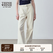 Teenie Weenie小熊女裝秋季簡(jiǎn)約休閑松弛闊腿褲長(cháng)褲時(shí)尚韓版寬松褲 白色 L (170)