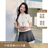 茵曼復(fù)古miu系麻花針織衫夏季女裝POLO衫短袖上衣 珍珠白-短袖 XL