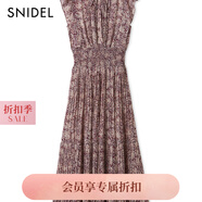 SNIDEL2025春夏新品優(yōu)雅印花荷葉邊小飛袖茶歇連衣裙SWFO252004 深紅色 D M (1)
