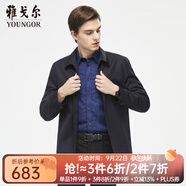雅戈?duì)枺╕OUNGOR）單夾克男翻領(lǐng)單茄克時(shí)尚商務(wù)休閑男士上衣外套 VJJK429964FQA藏青色 L 175/96A